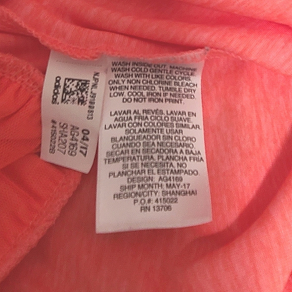 Adidas Heathered Neon Coral Orange Long Sleeve Ruffle Hem Hoodie Tunic 9mo - Picture 7 of 9